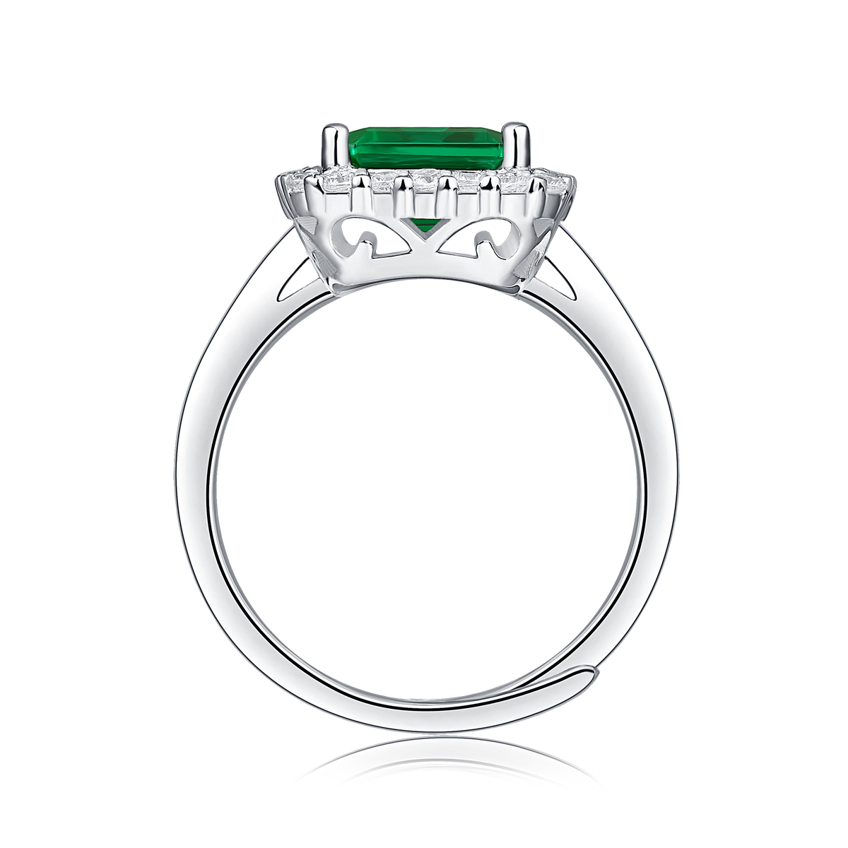 Emerald-Cut Aquamarine Silver Ring