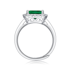 Emerald-Cut Aquamarine Silver Ring