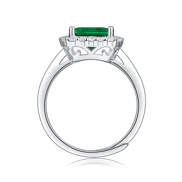 Emerald-Cut Aquamarine Silver Ring