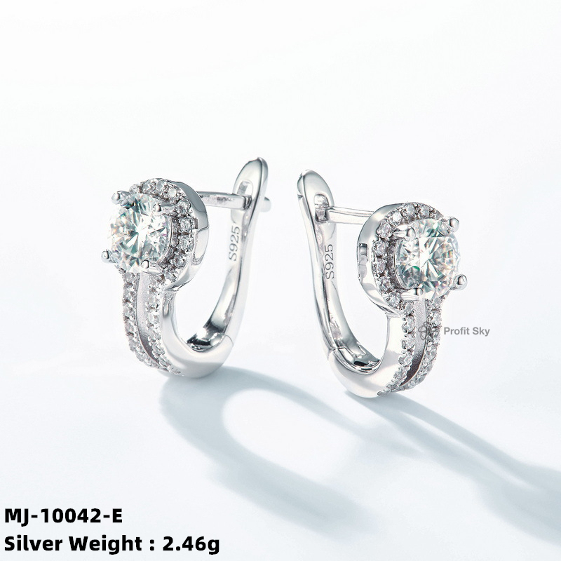 Moissanite and White Gold Stud Earrings