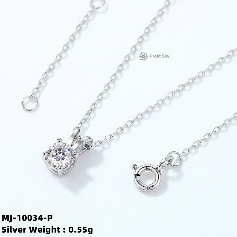 Moissanite and White Gold Pendant