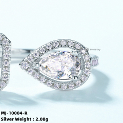 Halo Design Sterling Silver Moissanite Engagement Ring