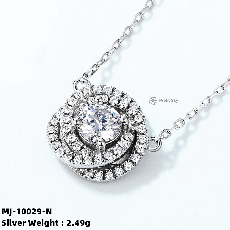Elegant Moissanite Halo Pendant Necklace
