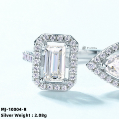 Halo Design Sterling Silver Moissanite Engagement Ring