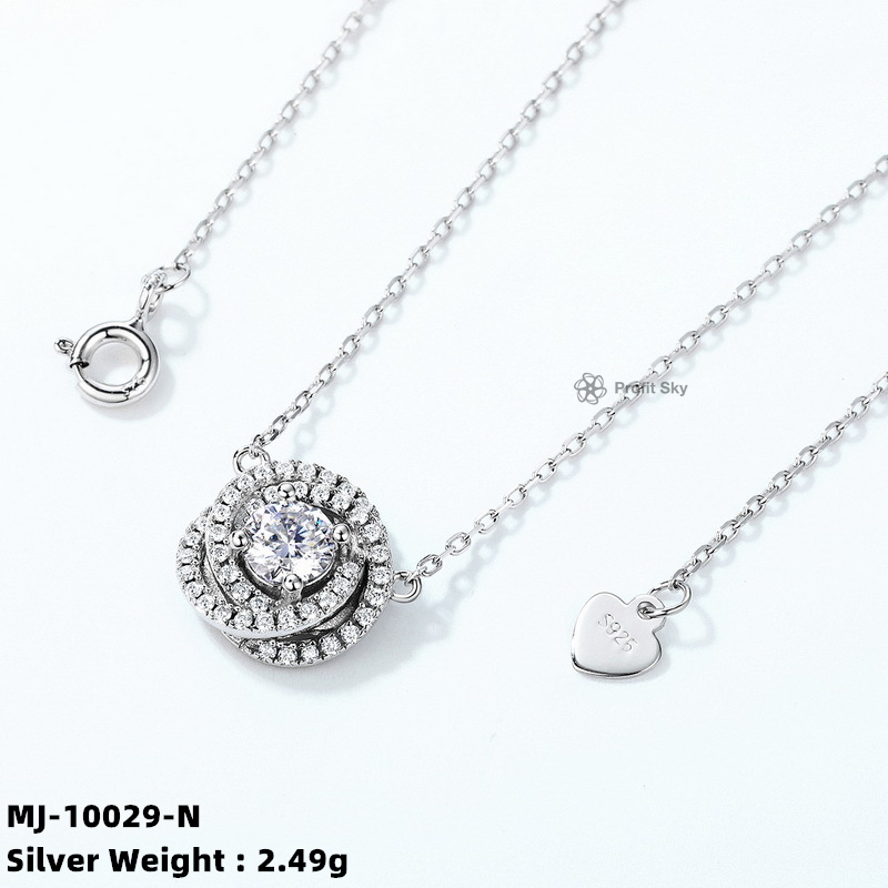 Elegant Moissanite Halo Pendant Necklace