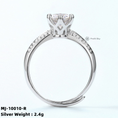 Emerald-Cut Moissanite Silver Statement Ring