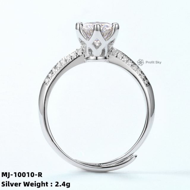 Emerald-Cut Moissanite Silver Statement Ring