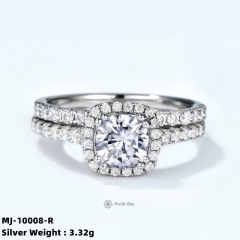 Cushion-Cut Sterling Silver Moissanite Ring