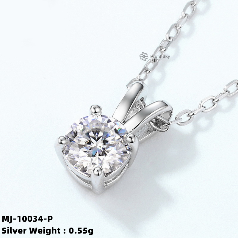 Moissanite and White Gold Pendant
