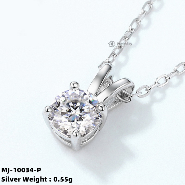 Moissanite and White Gold Pendant