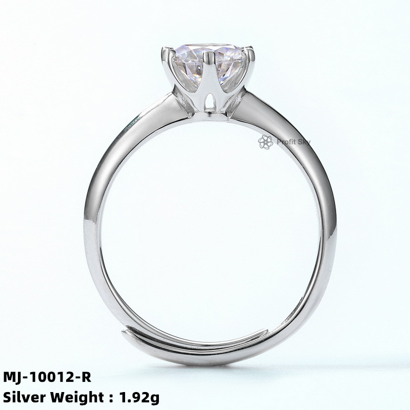 Art Deco Style Moissanite Sterling Silver Ring