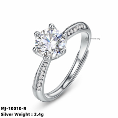 Emerald-Cut Moissanite Silver Statement Ring
