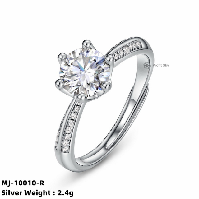 Emerald-Cut Moissanite Silver Statement Ring