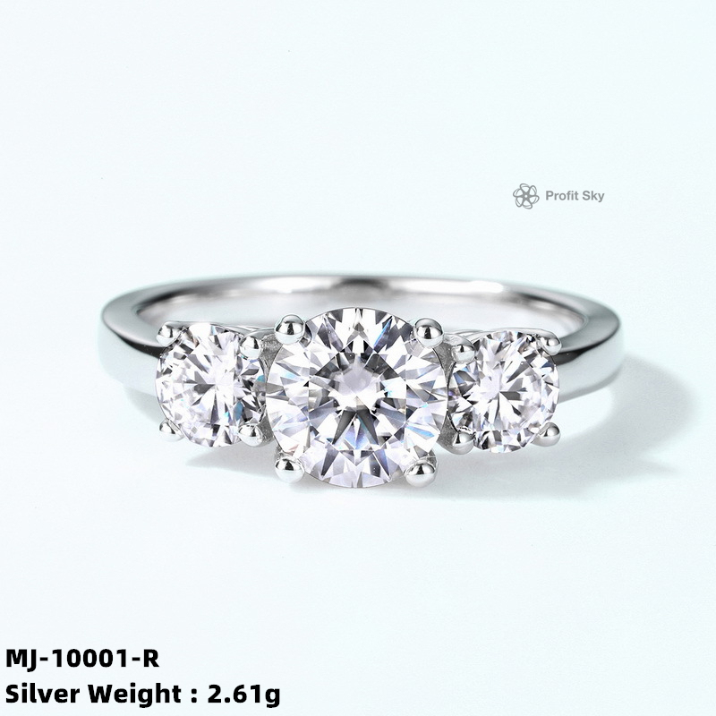 Bezel-Set Moissanite Sterling Silver Ring