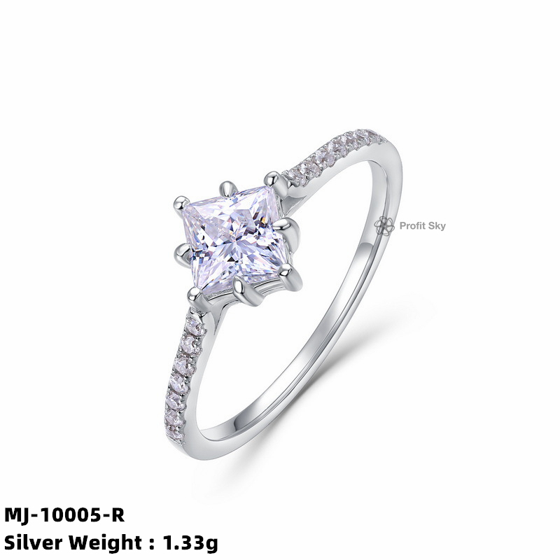 Sterling Silver Moissanite Wedding Ring Set