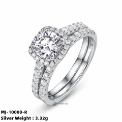 Cushion-Cut Sterling Silver Moissanite Ring