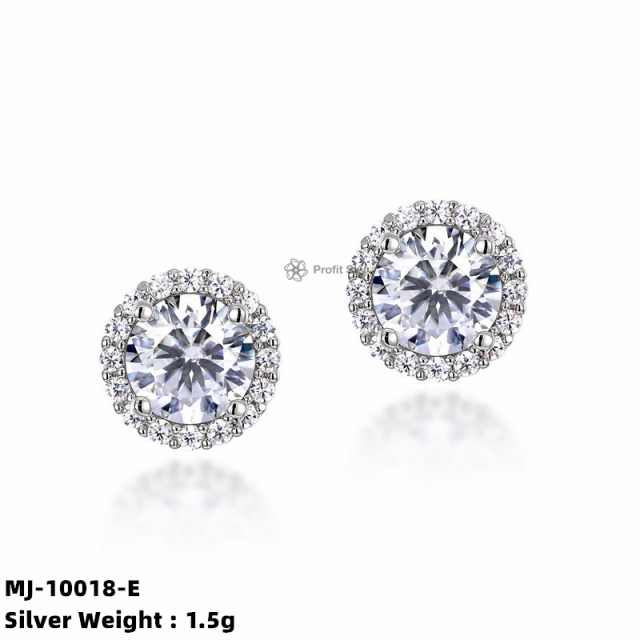 Moissanite Halo Stud Earrings