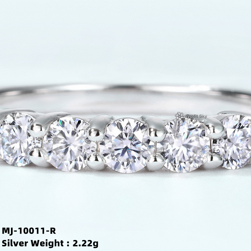 Sterling Silver Moissanite Cluster Ring