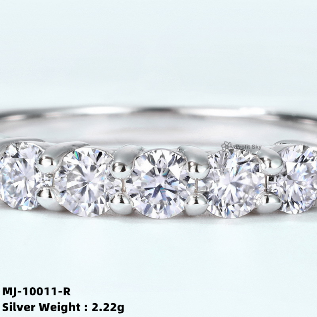 Sterling Silver Moissanite Cluster Ring