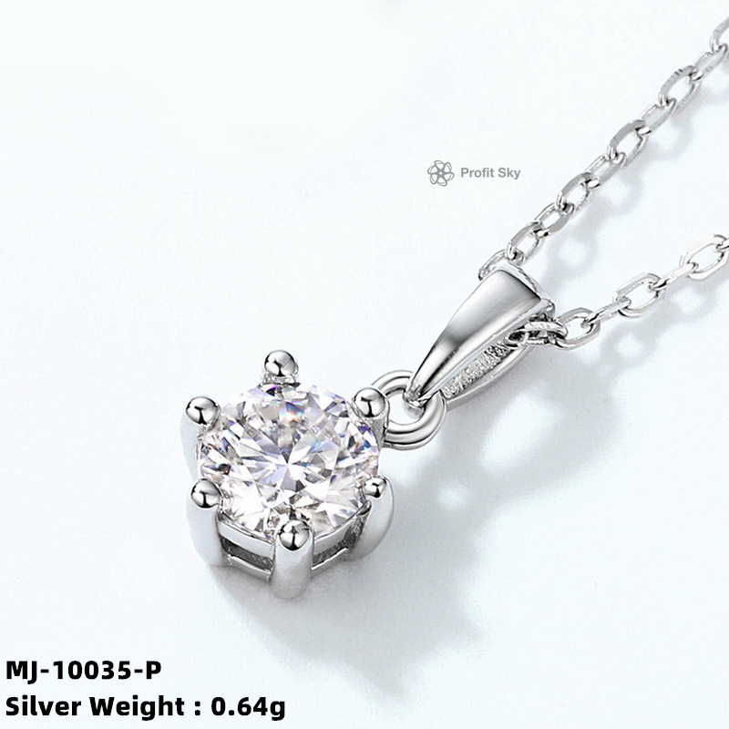 Moissanite and White Gold Pendant