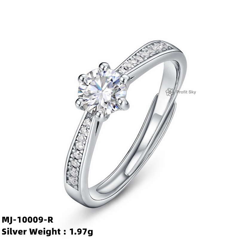 Princess-Cut Moissanite Silver Engagement Ring