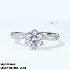 Princess-Cut Moissanite Silver Engagement Ring