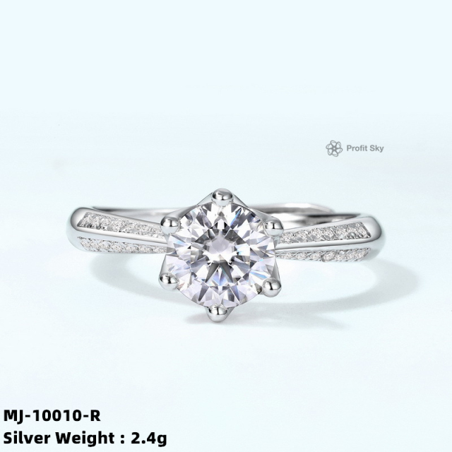 Princess-Cut Moissanite Silver Engagement Ring