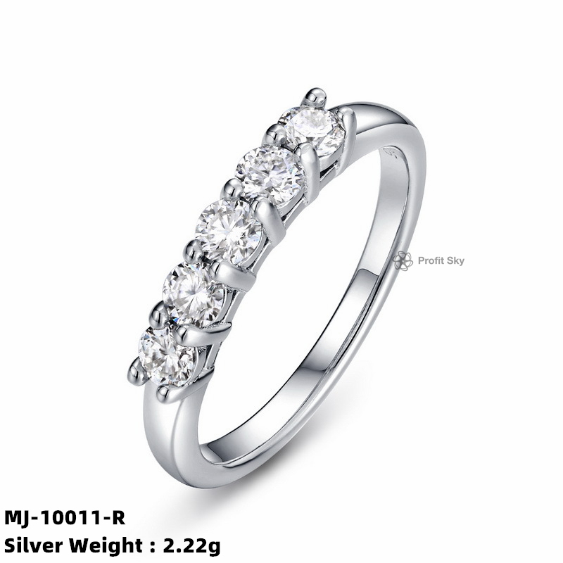 Sterling Silver Moissanite Cluster Ring