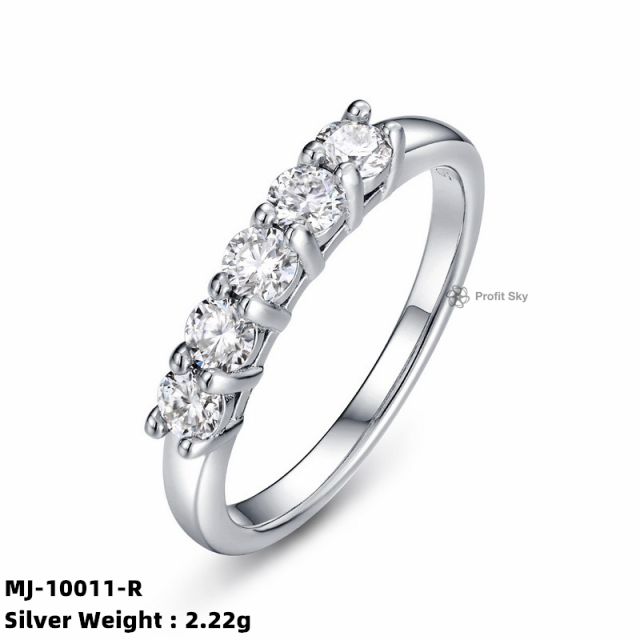 Sterling Silver Moissanite Cluster Ring