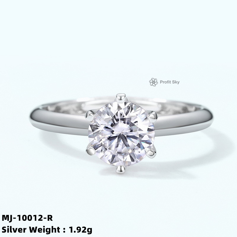 Art Deco Style Moissanite Sterling Silver Ring