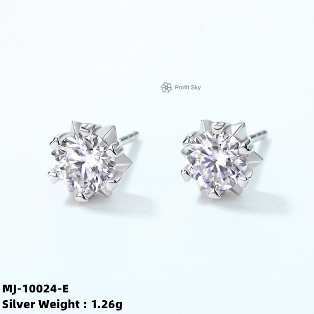 Moissanite and White Gold Stud Earrings