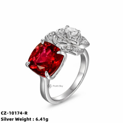 Ruby and Silver Vintage Filigree Ring
