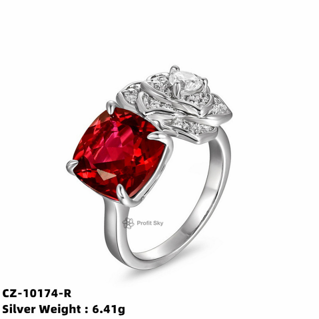 Ruby and Silver Vintage Filigree Ring