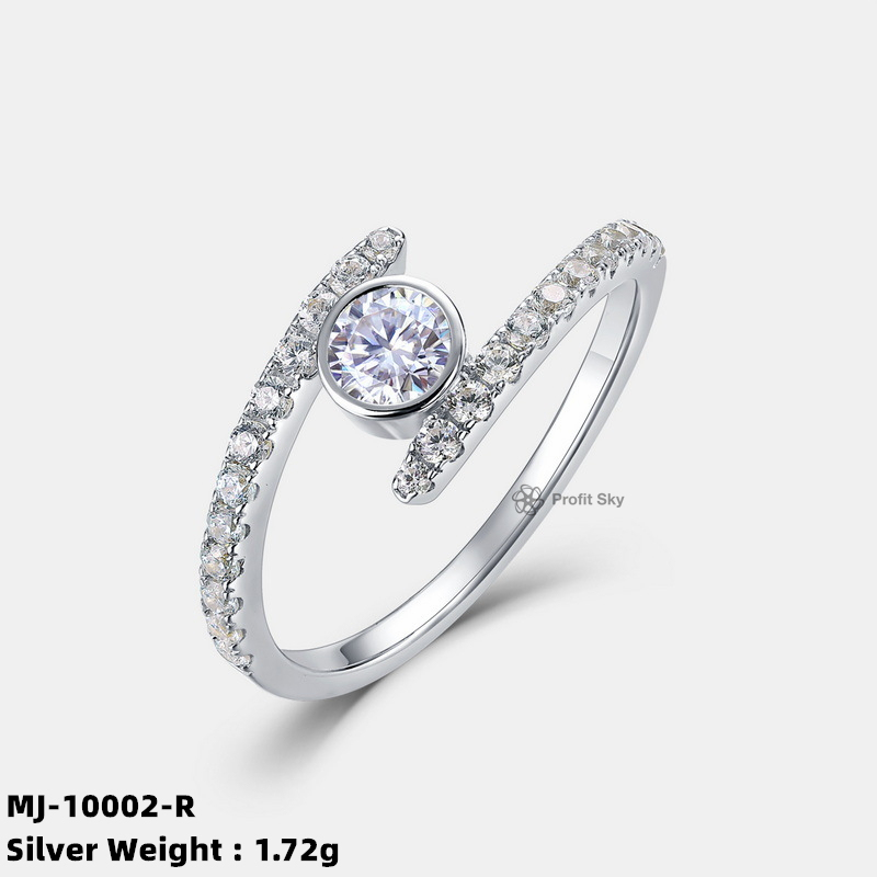Bezel-Set Moissanite Sterling Silver Ring