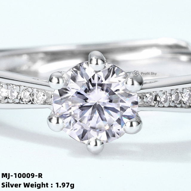 Princess-Cut Moissanite Silver Engagement Ring
