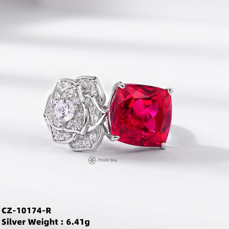 Ruby and Silver Vintage Filigree Ring
