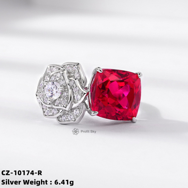 Ruby and Silver Vintage Filigree Ring