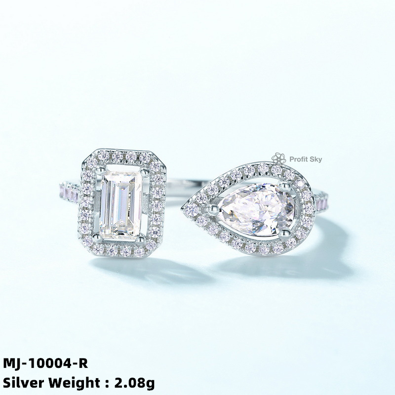 Vintage-Inspired Sterling Silver Moissanite Diamond Ring