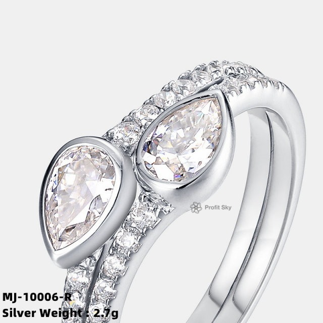 Sterling Silver Moissanite Wedding Ring Set