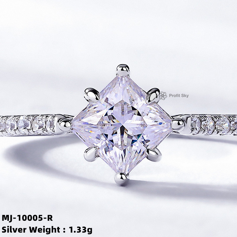 Sterling Silver Moissanite Wedding Ring Set