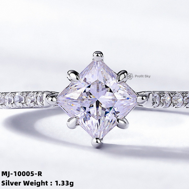 Sterling Silver Moissanite Wedding Ring Set