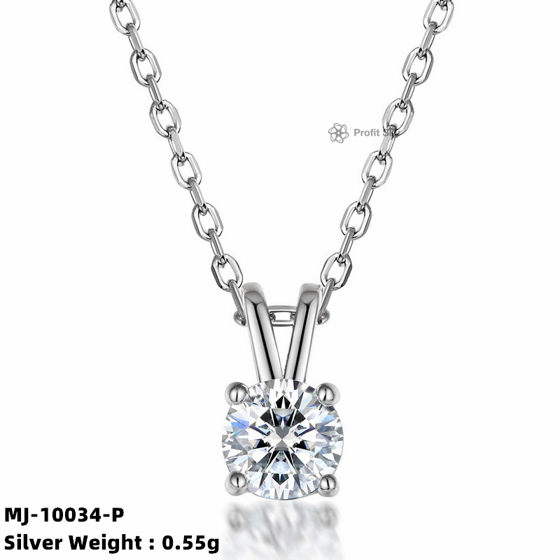 Moissanite and White Gold Pendant