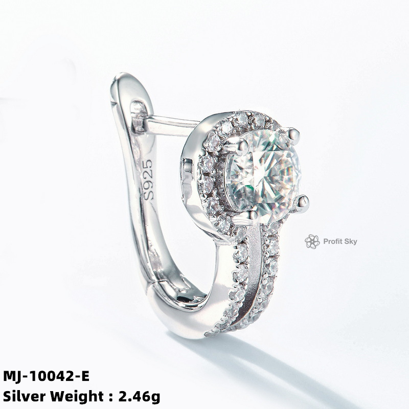 Moissanite and White Gold Stud Earrings