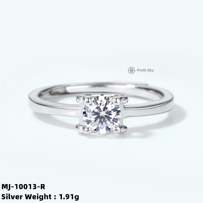 Art Deco Style Moissanite Sterling Silver Ring