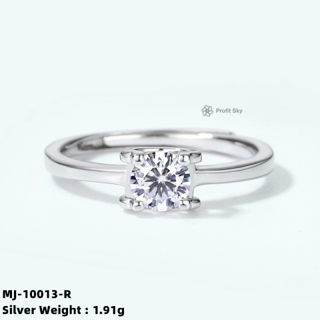 Art Deco Style Moissanite Sterling Silver Ring