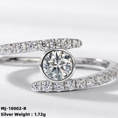 Sterling Silver Moissanite Solitaire Engagement Ring