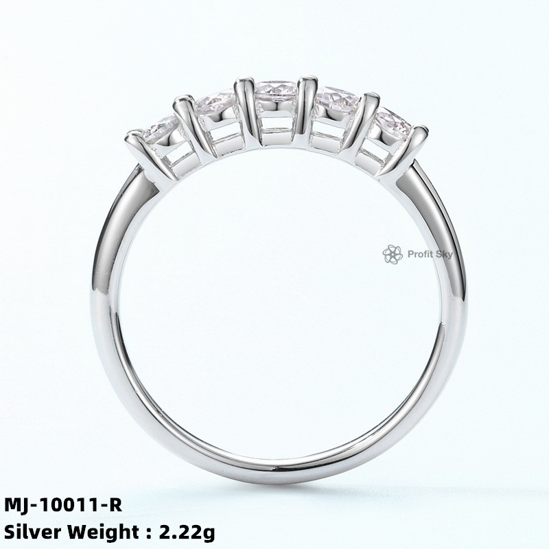 Emerald-Cut Moissanite Silver Statement Ring