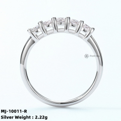 Emerald-Cut Moissanite Silver Statement Ring