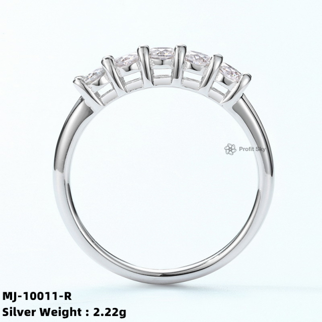 Emerald-Cut Moissanite Silver Statement Ring