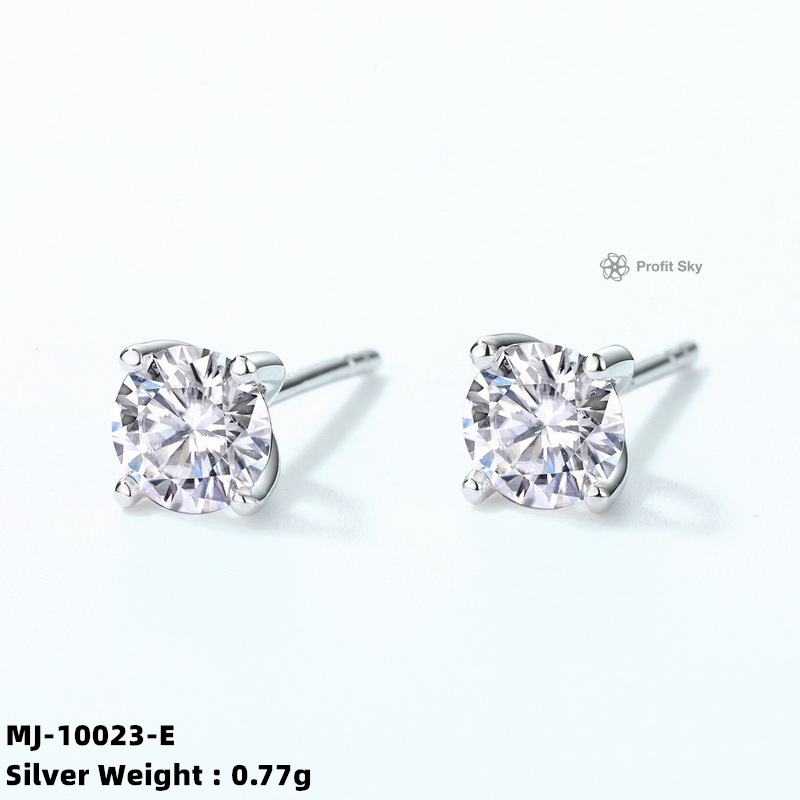 Moissanite and White Gold Stud Earrings